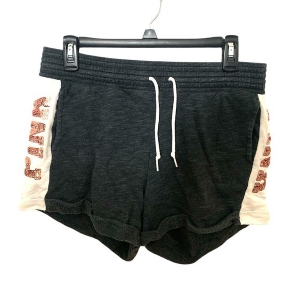 Victoria's Secret Pink Sequin Embelished Bermuda Shorts Grey White Pink Medium